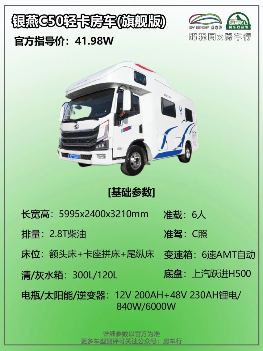 上汽跃进底盘打造，超大水电，高端配置，银燕C05轻卡房车