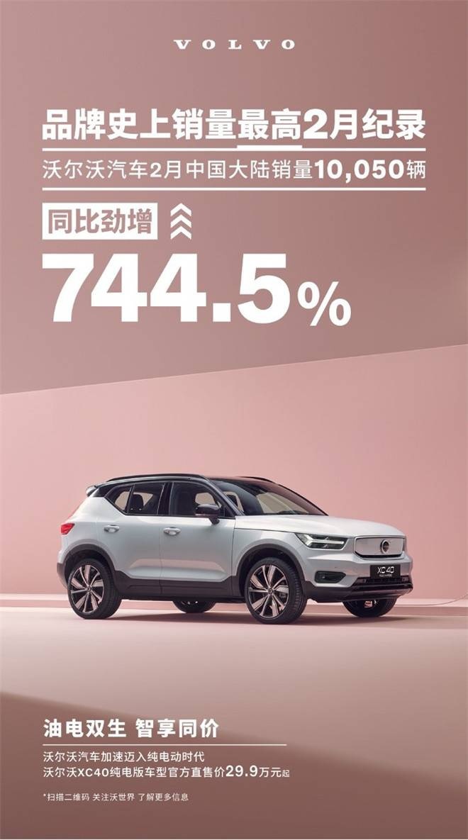 沃尔沃2月中国销量10050辆 出现了一车难求情况