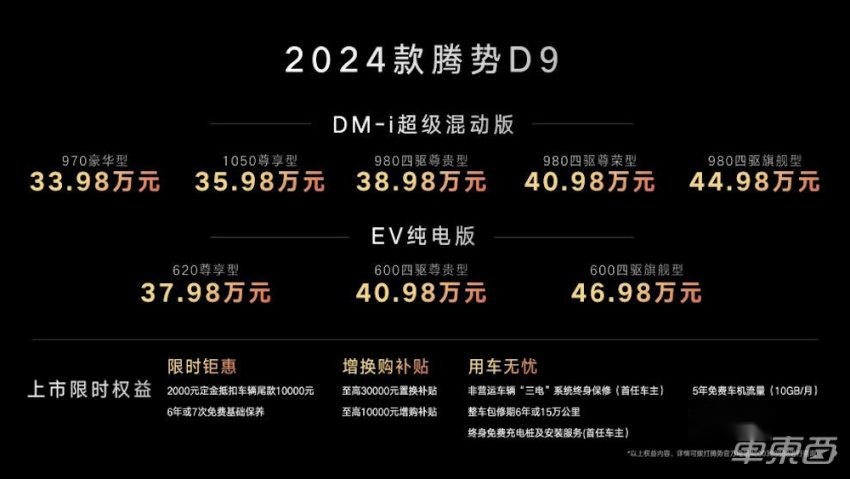 新能源MPV销冠迎来改款！腾势D9 33.98万起售，车内舒适性再次提升