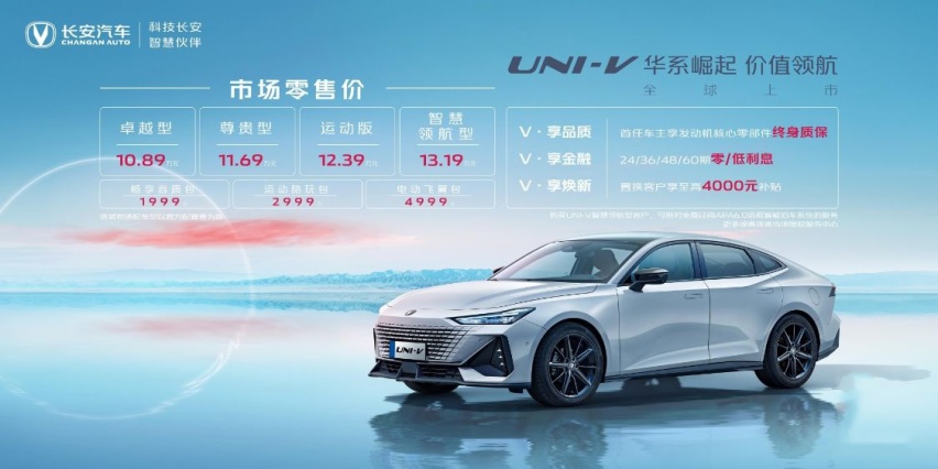 长安UNI-V上市10.89万起，安排赛道模式电动尾翼，搭载双蓝鲸动力
