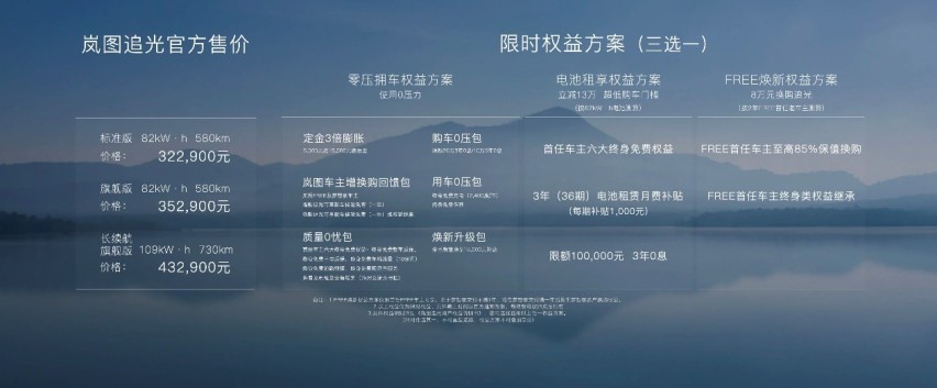 售价32.29万元起 岚图电动轿车追光上海车展正式上市