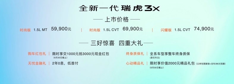 国民车再进阶！19项产品升级，全新一代瑞虎3x售5.99万元起