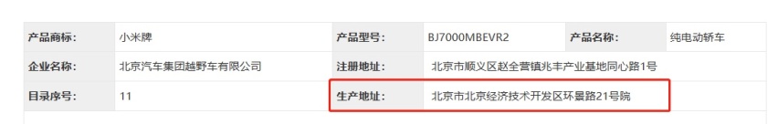 小米首款新车“证件照”，自家北京工厂制造，资质似乎还是别人的