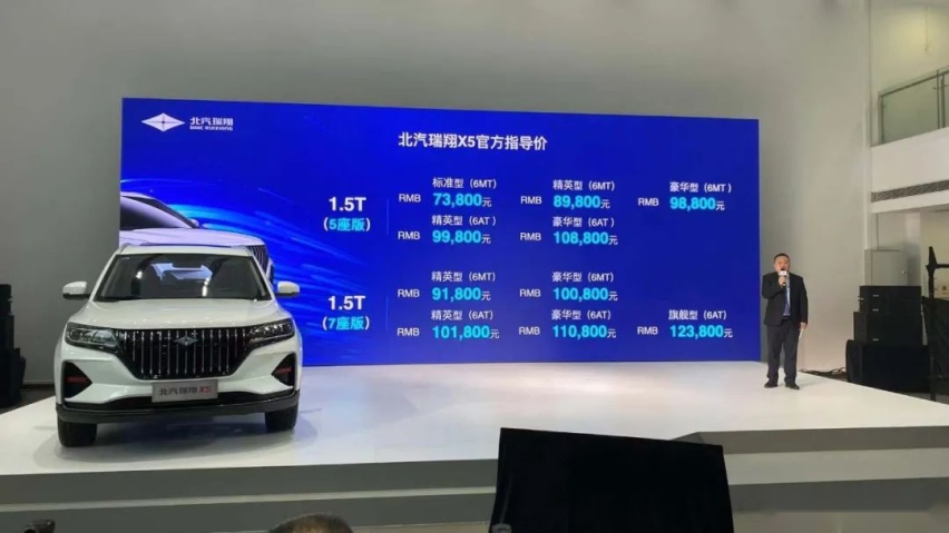 10万级大7座SUV，北汽瑞翔X5正式上市，7.38万元起