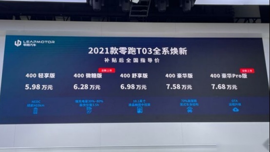丰富个性化选择，零跑T03两款新增车型正式上市