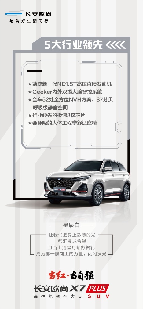 全新蓝鲸动力加持长安欧尚X7PLUS配置曝光，将于8月27日开启预售