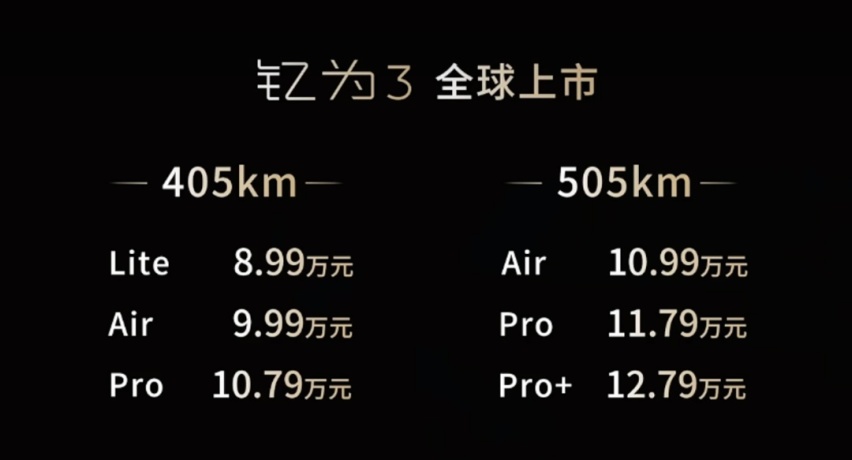 钇为3要做小车卷王？8.99万起售，最长续航505km