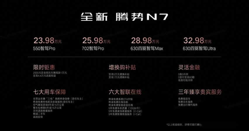 全新腾势N7上市即王炸，23.98万起，豪华纯电SUV价格战正式打响