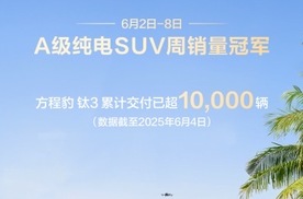 方程豹钛3强势拿下A级纯电SUV周销冠