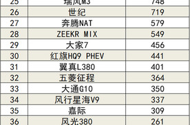 2024年11月国内汽车销量排行榜