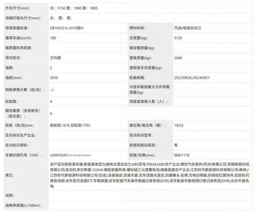 【E汽车】魏牌蓝山DHT-PHEV新车型已经完成申报