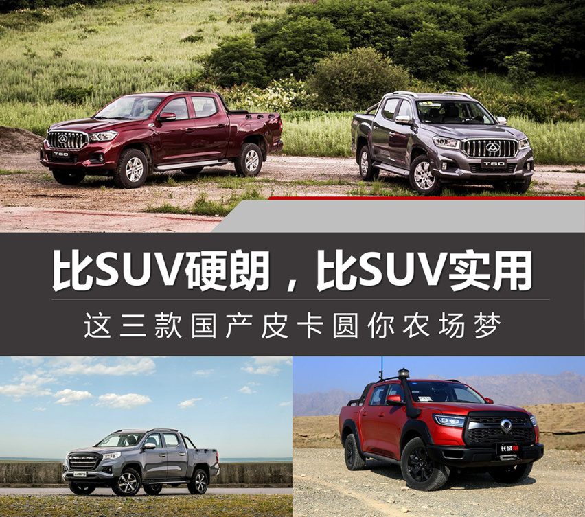 比SUV硬朗，比SUV实用， 这三款国产皮卡圆你农场梦
