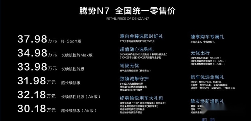 30万级纯电杀手，打响高阶智驾之战！腾势N7正式上市