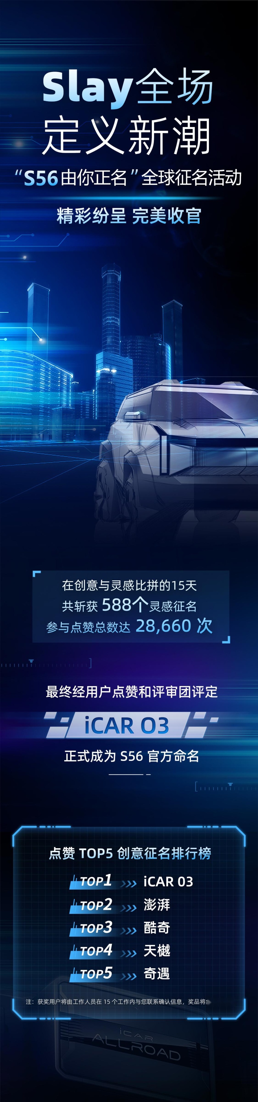 iCAR S56全球征名结束，iCAR 03与你共创