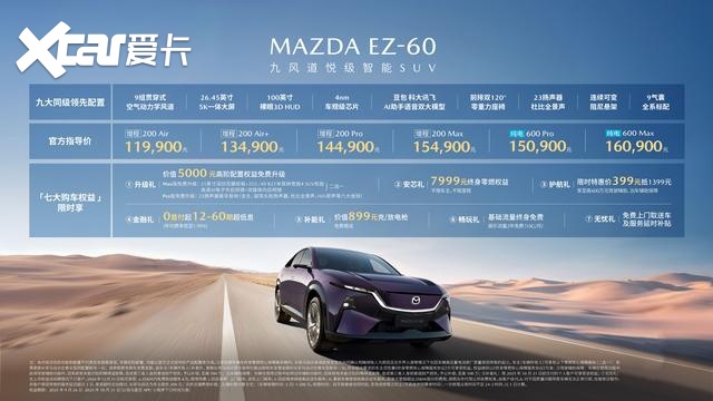长安马自达EZ-60正式上市 售价11.99-16.09万元
