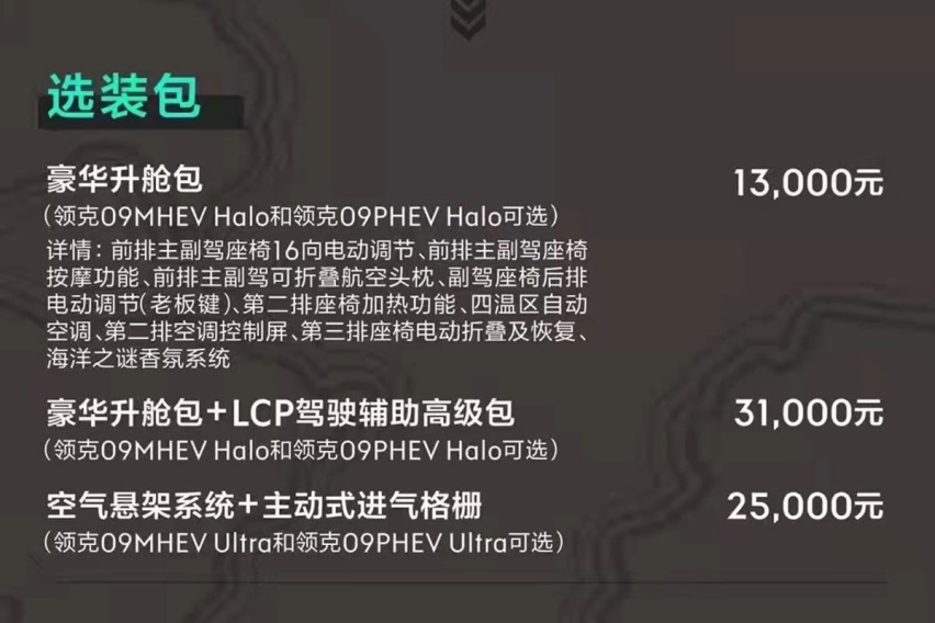 领克09预售价发布！拆分选装配置包，明天正式开启预订通道