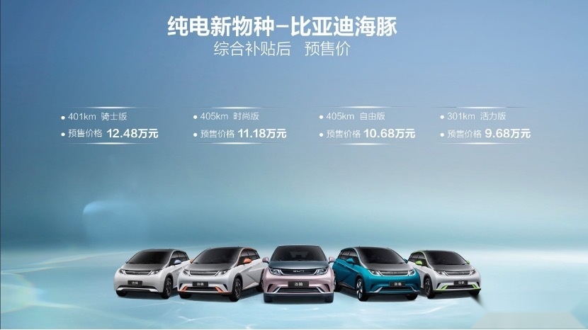 9.68万 -12.48万 比亚迪海豚正式启动预售