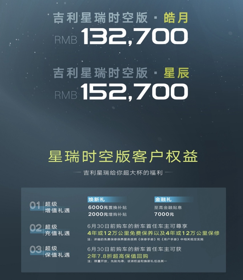 吉利星瑞时空版上市，售13.27万起，比现款贵近2万，外观沃里沃气