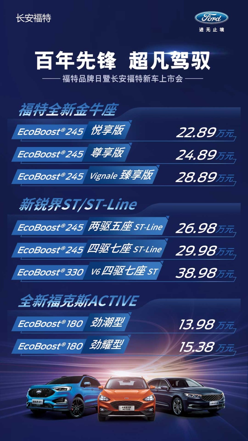 F1赛道展现运动基因，福特家族三车上市