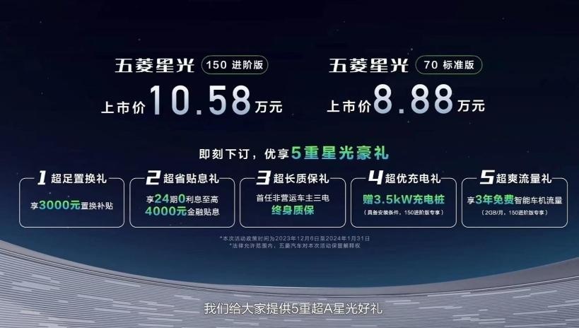 车长超4米8 8.88万起售 五菱星光插混版上市 直击比亚迪秦