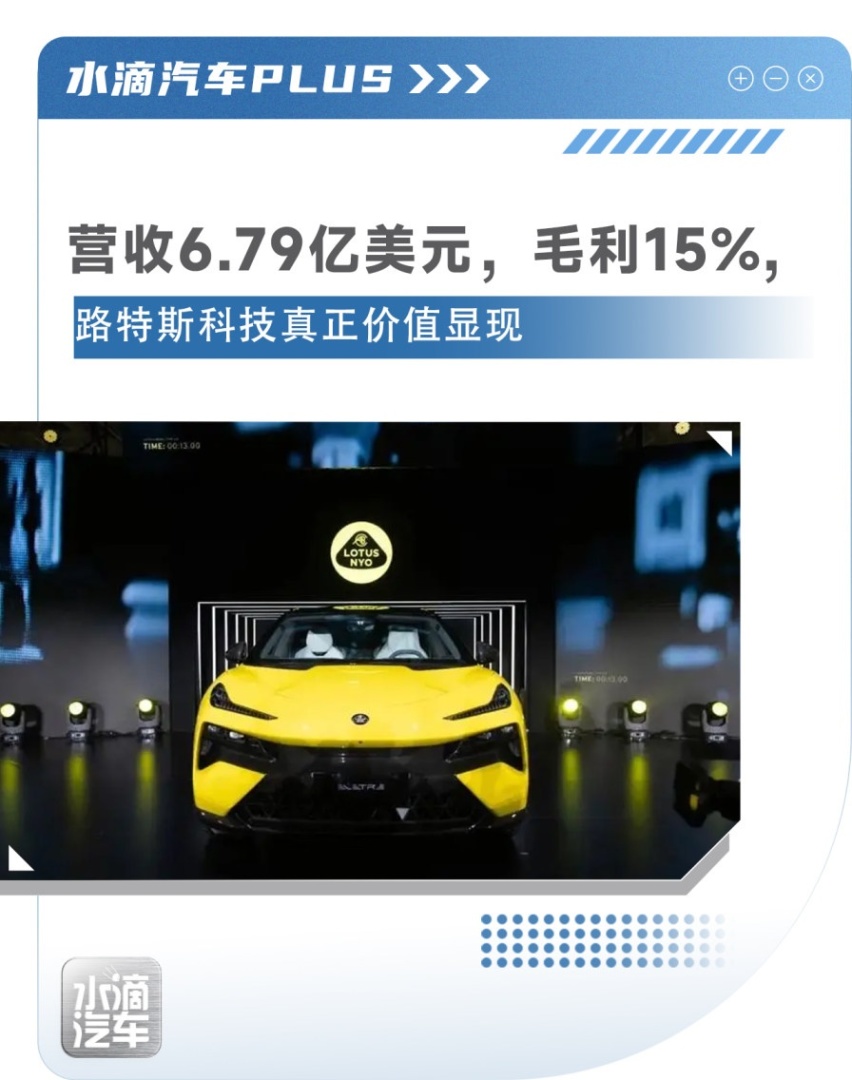 营收6.79亿美元，毛利15%，路特斯科技真正价值显现