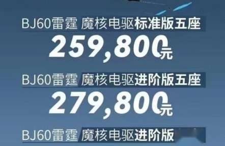 纯正越野车也增程，北京汽车BJ60雷驱版上市