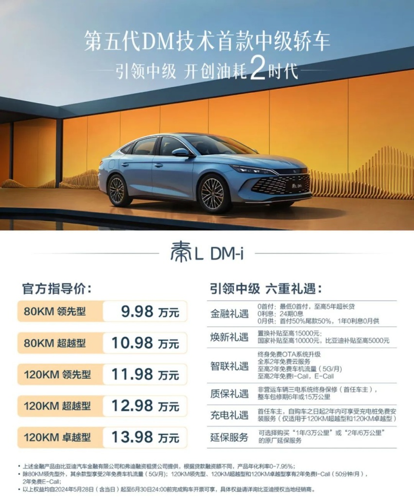 首搭第五代DM技术，秦L DM-i上市，售价9.98-13.98万插图