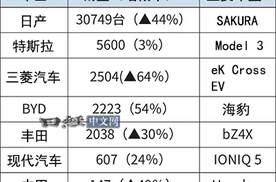 日本2024年EV销量：比亚迪超越丰田