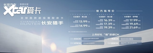 2.0T大增程器 第一新能源皮卡长安猎手上市，售13.99万起