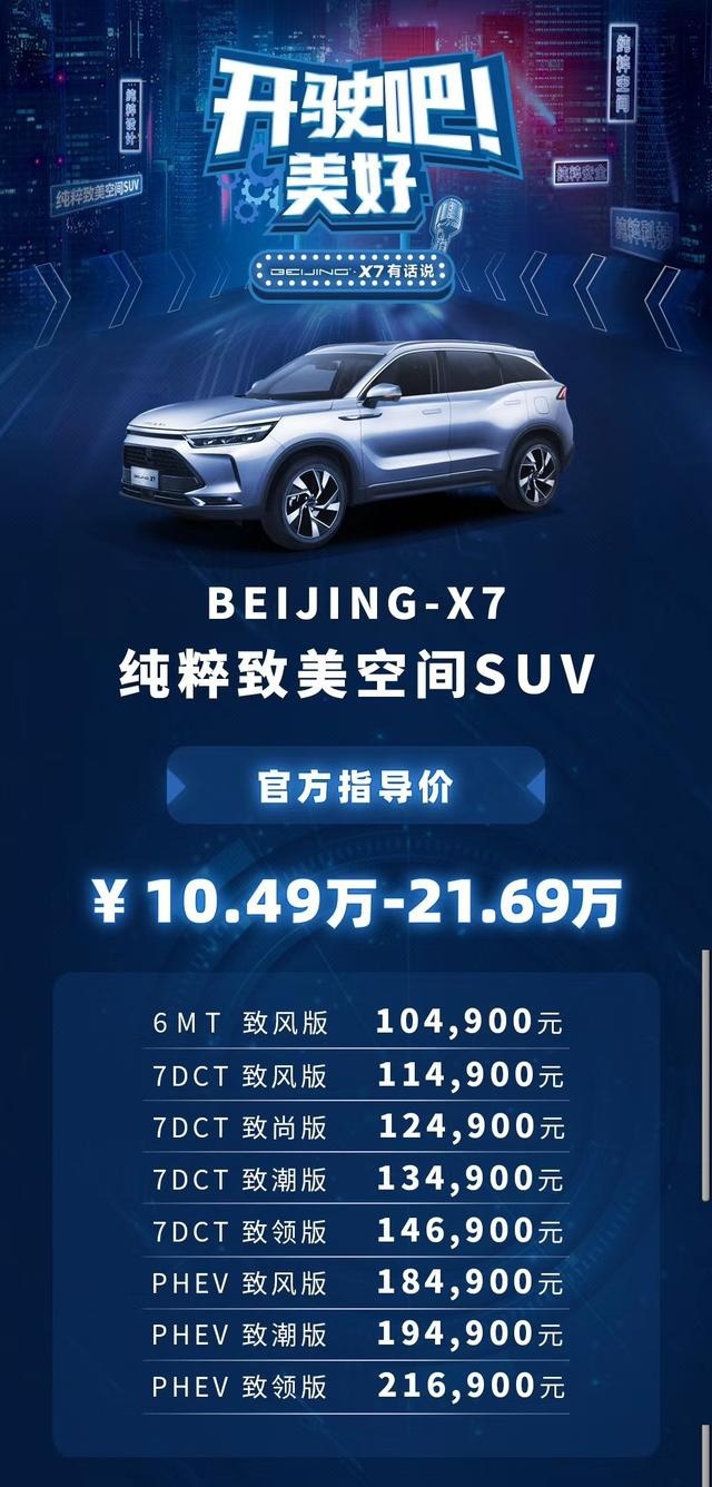 “纯粹致美空间SUV”——BEIJING-X7正式上市，10.49万起售