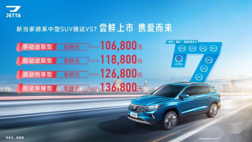 一汽-大众捷达VS7上市，尝鲜价10.68-13.68万元