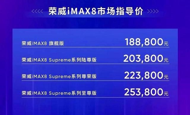 值得选择的MPV 荣威iMAX8正式上市 售18.88万元起