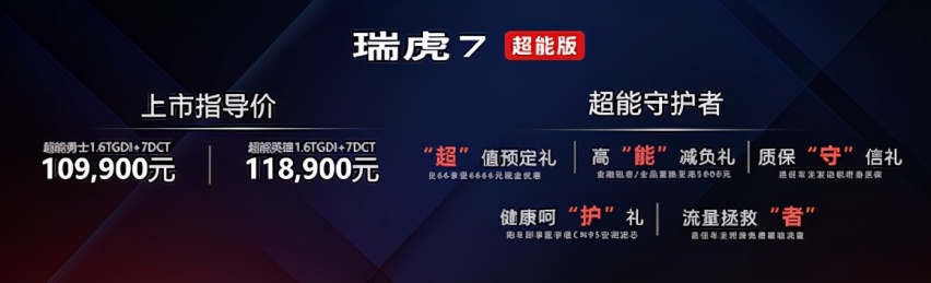 鲲鹏1.6T加持 全系标配“126”硬核产品力 瑞虎7超能版正式上市
