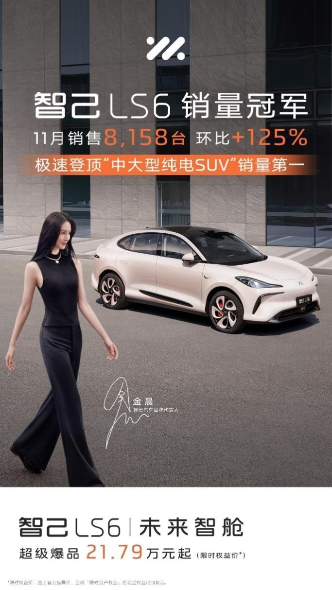 11月智己汽车销售8,703台，或成年度车圈黑马