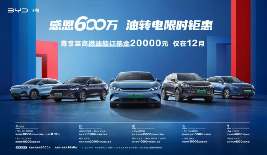 比亚迪王朝限时尊享至高2万元燃油转订基金