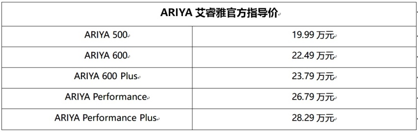 ARIYA艾睿雅焕新上市，剑指合资纯电首选