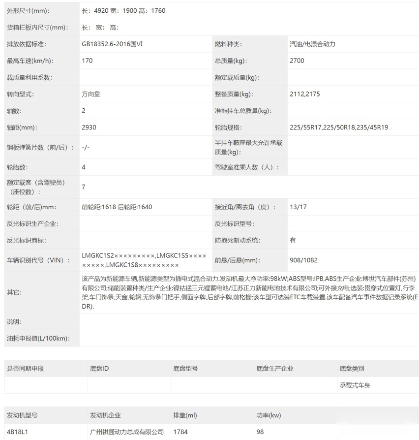 广汽传祺E8申报图曝光，侧滑门+插混，最佳家用MPV