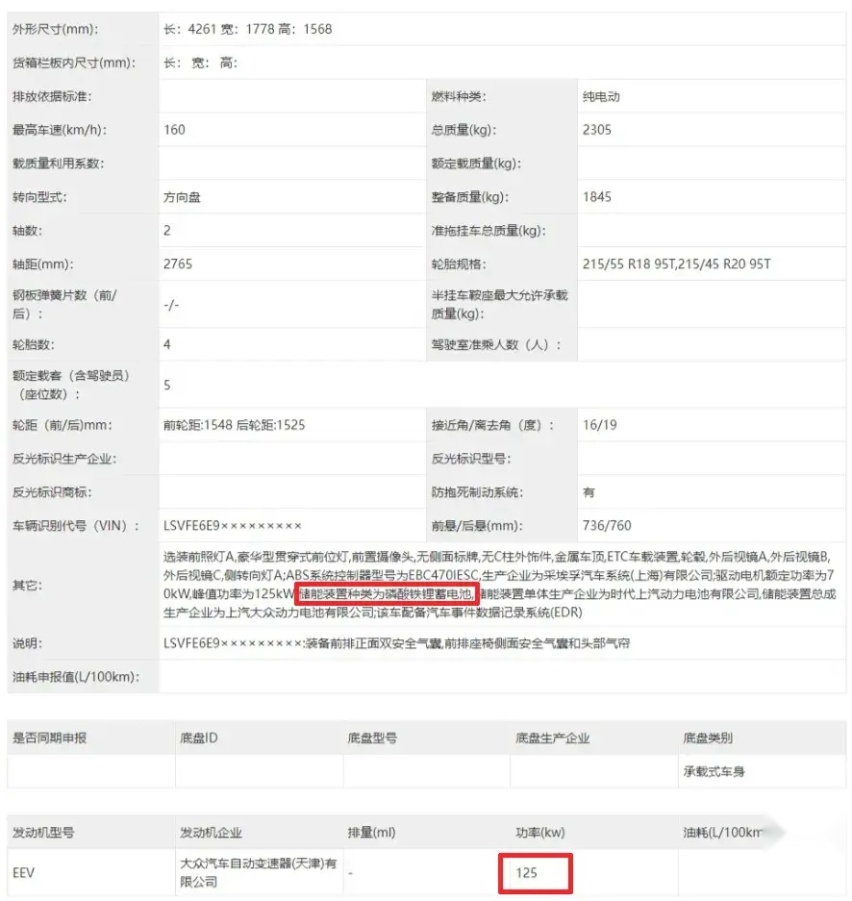 大众ID.3新车型完成申报！搭载磷酸铁锂电池，售价或进一步降低