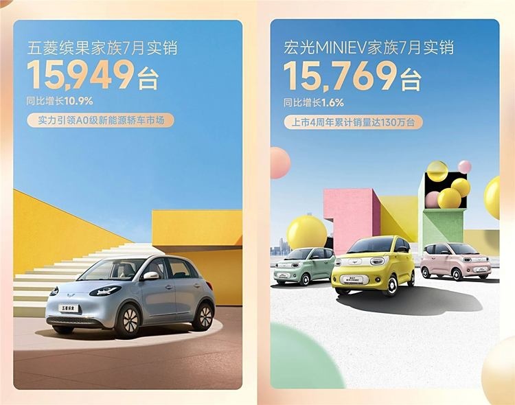 两组数据，一升一降，五菱有喜也有忧