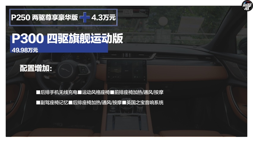 推荐P250 两驱精英运动版 新款捷豹XFL购车手册