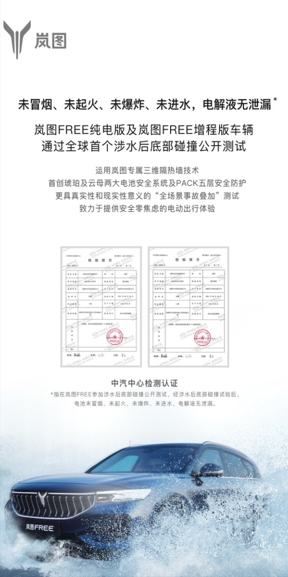全球首次涉水后底部碰撞测试 岚图FREE用“四未”成绩展现硬实力