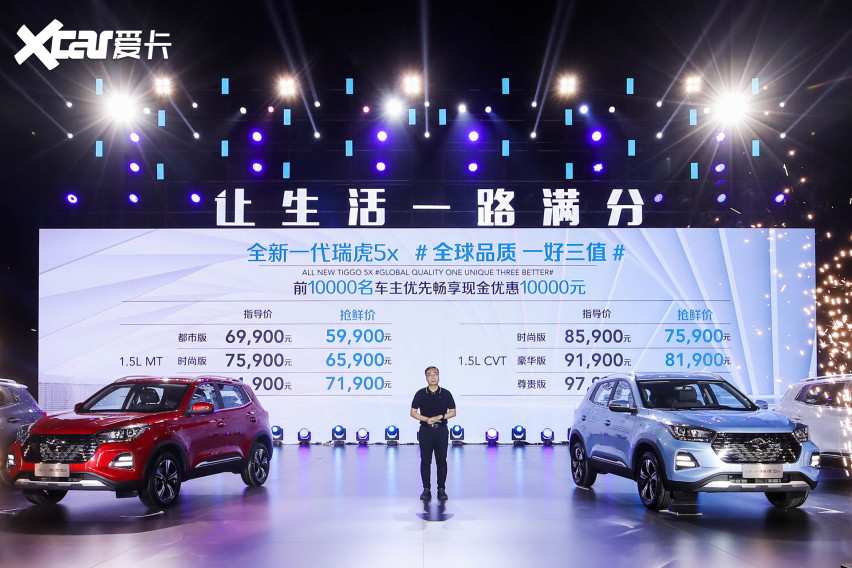 6款车型，6.99到9.79万元，新款奇瑞瑞虎5x上市