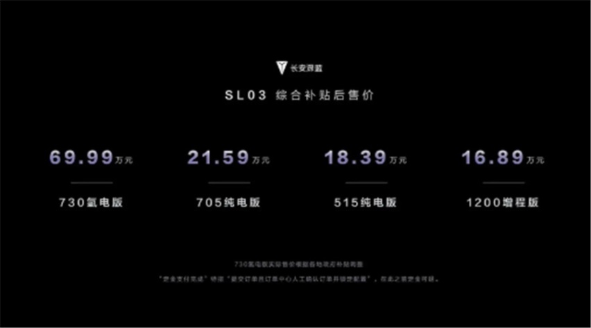 增程、纯电和氢电，长安深蓝SL03三电齐发，16.89万起