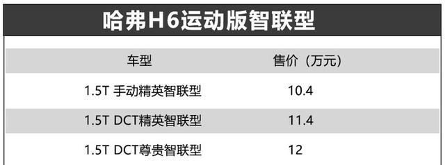 新款哈弗H6运动版智联型正式上市 售10.4万元起