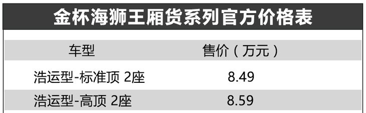 金杯海狮王北京地区正式上市 售价8.49-11.59万元