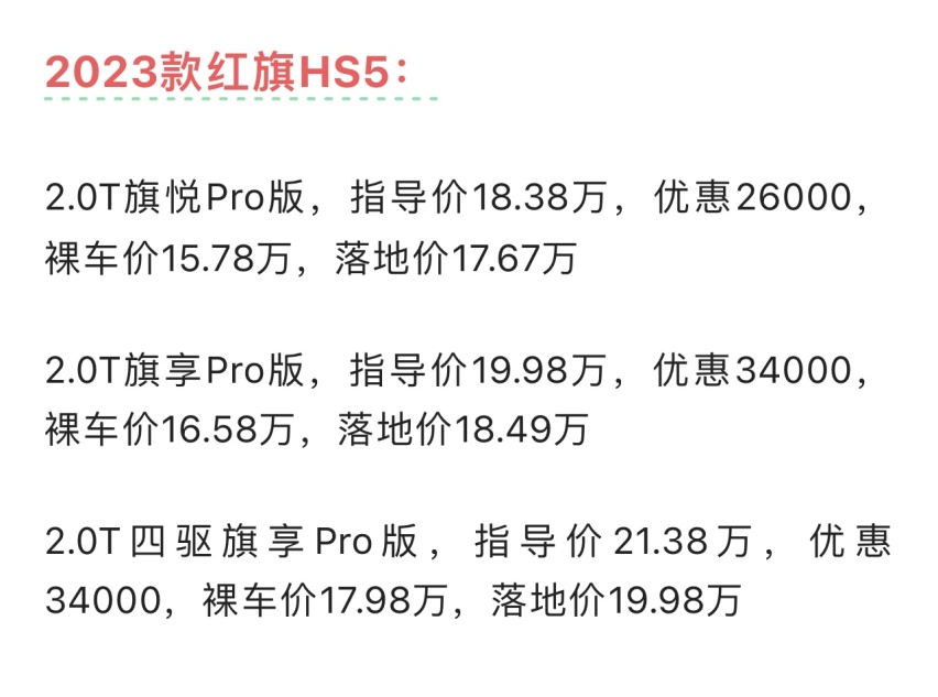 2023款红旗HS5落地分享，综合油耗10.25升，这些缺点很想吐槽啊