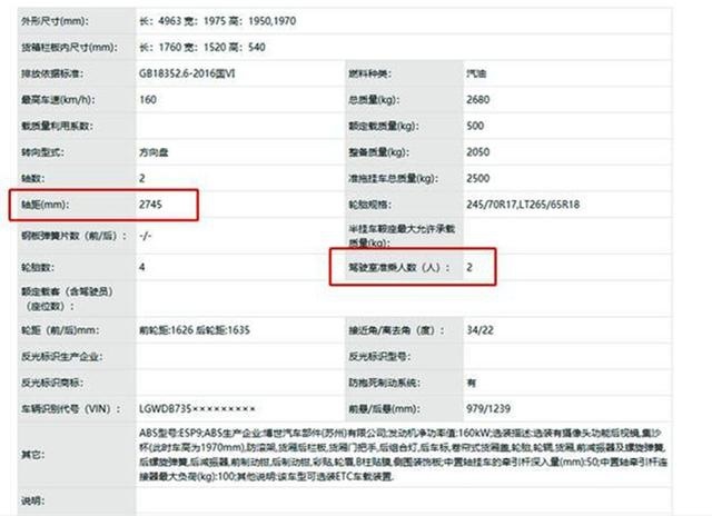 长城炮“单排版”正式申报，搭2.0T+8AT，钓鱼越野利器
