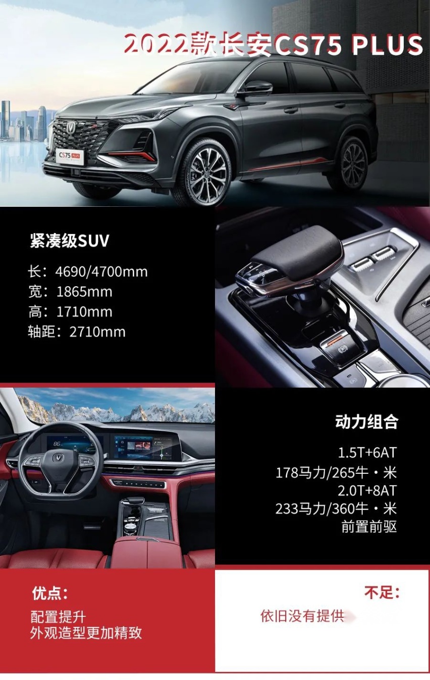 11.79万起，2022款长安CS75 PLUS上市，怎么选更值？