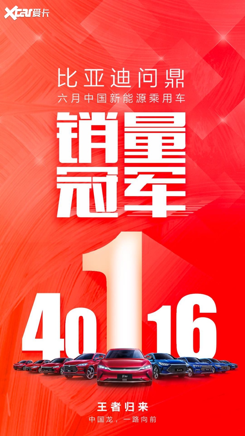 审视大国汽车制造雄风：比亚迪勇夺6月国内新能源乘用车销量冠军