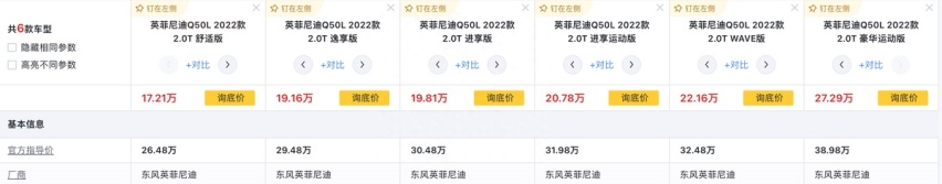 10年未改款，降价10万遭嫌弃，英菲尼迪Q50L进入生命周期末端